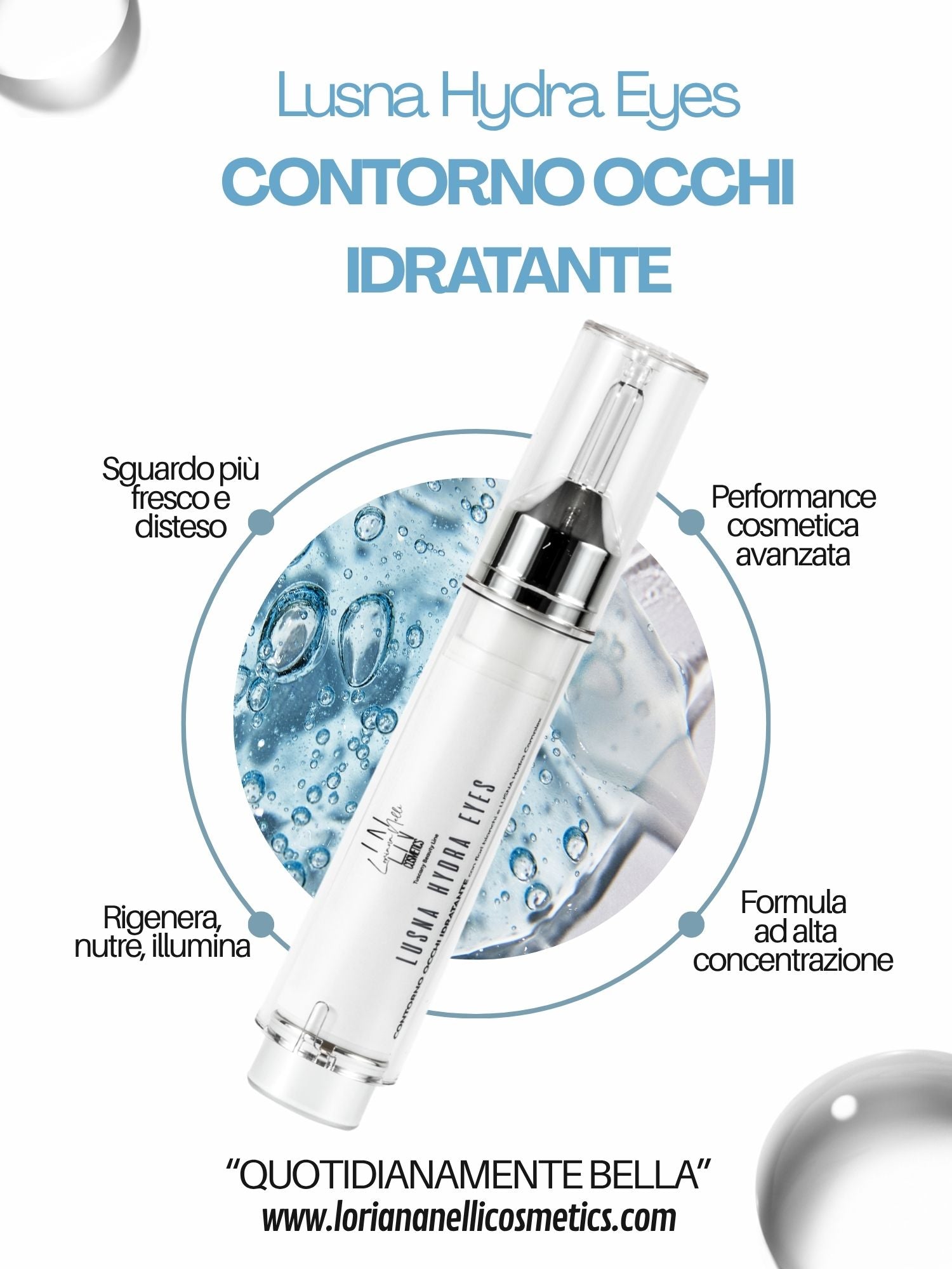 Contorno Occhi Idratante e Nutriente ai Fiori Bianchi con Lusna Hydra Complex